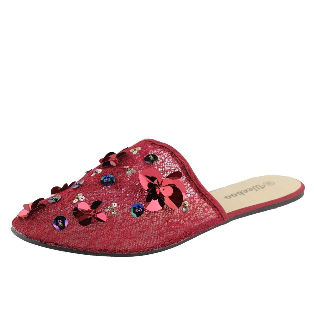 Weeboo Studded Low Heel Dress Flat Mules Shoes